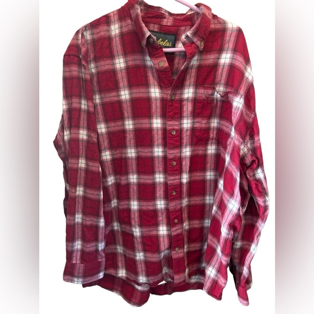 Mens Cabelas plaid button down flannel; size  2XLT‎